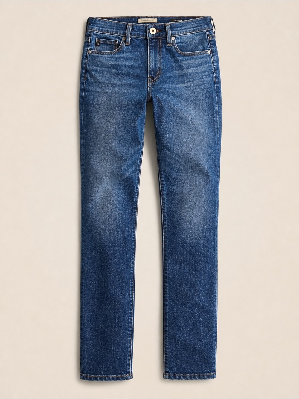 AG Adriano Goldschmied The Stevie Ankle Slim Straight 5 Pocket Denim Blue Jeans